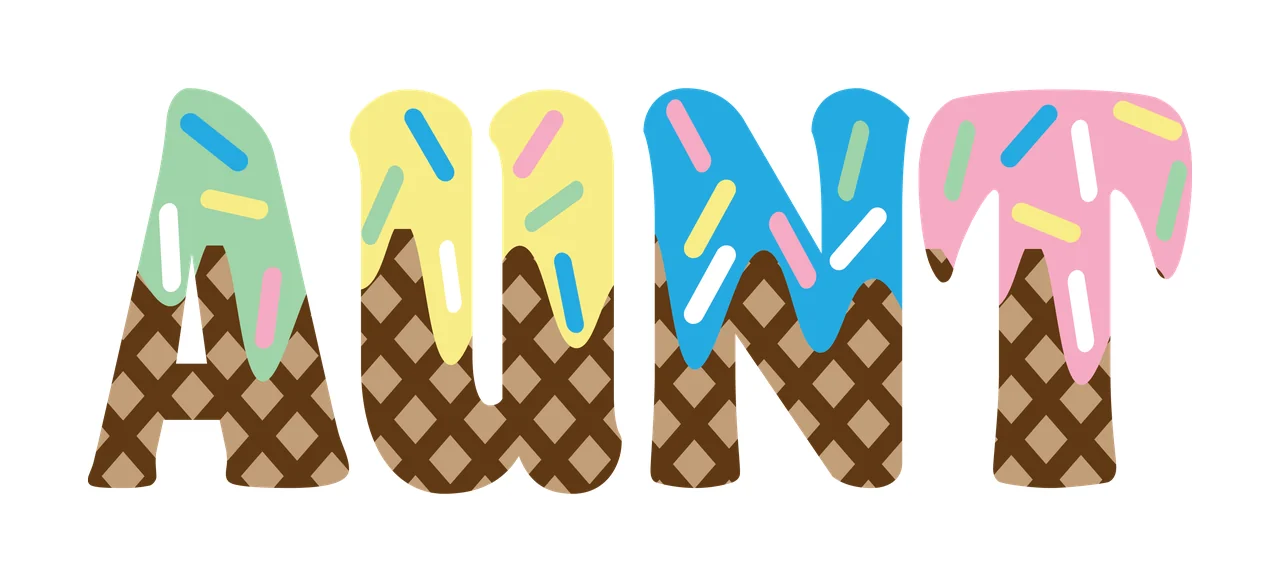 Aunt Text With Waffle Texture Pattern letters typography black