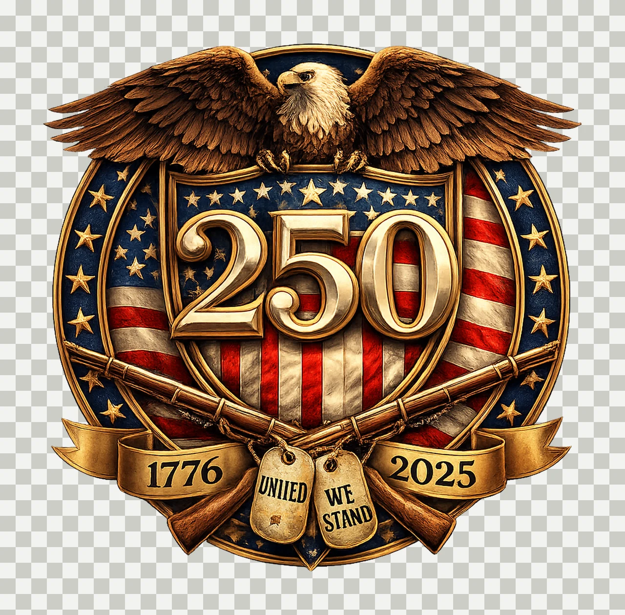 USA 250th Anniversary Eagle Shield Patriotic Design American transparency and detail preview thumbnail