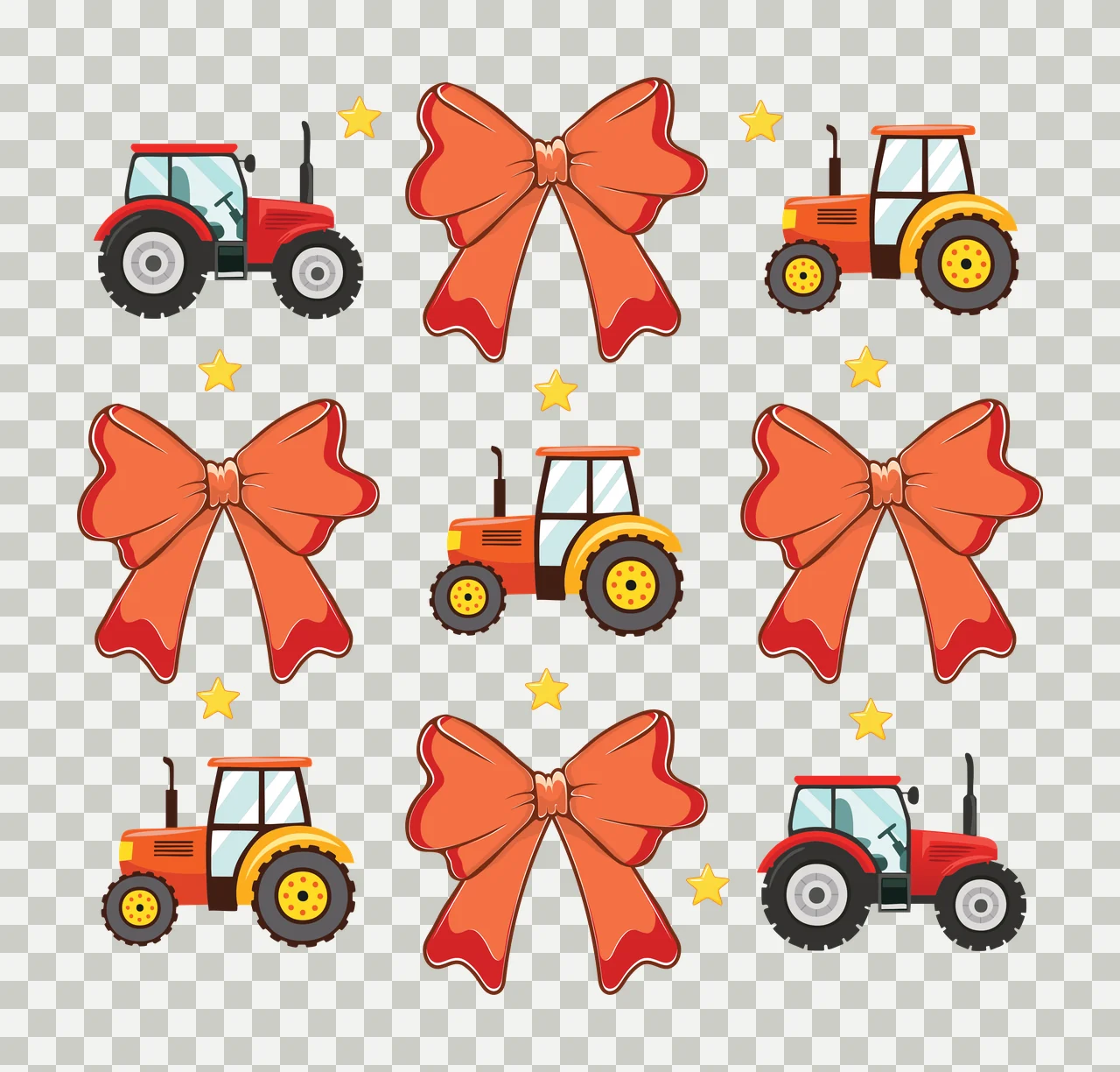 Tractor Tractors And Hair Bows Pattern bow star silhouette transparency and detail preview thumbnail