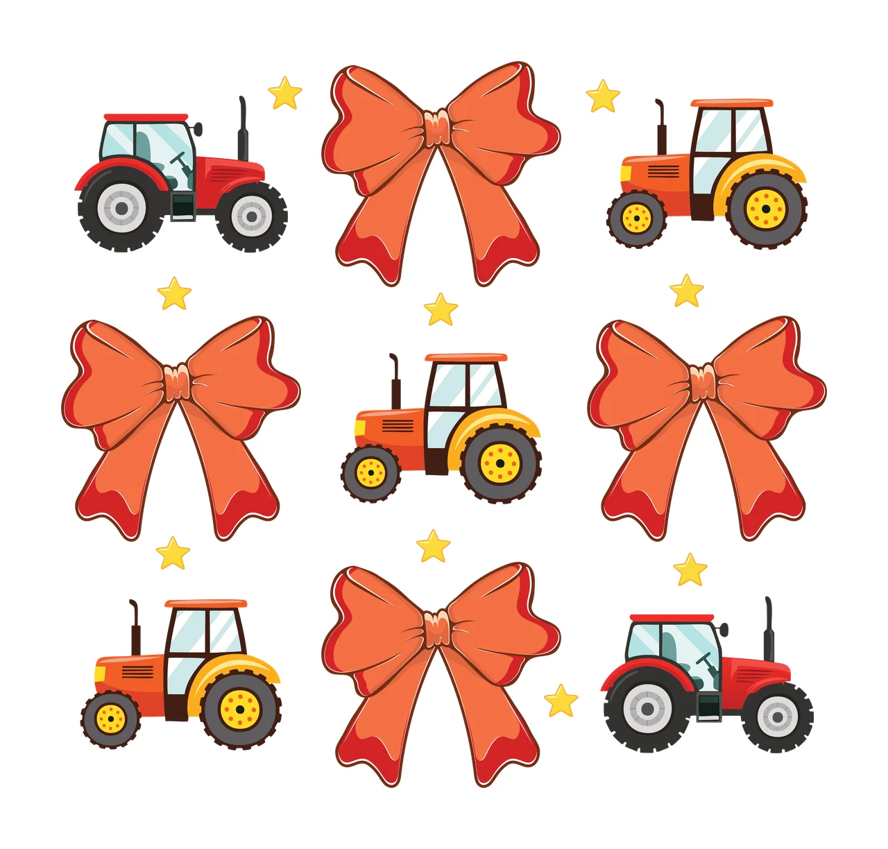 Tractor Tractors And Hair Bows Pattern bow star silhouette