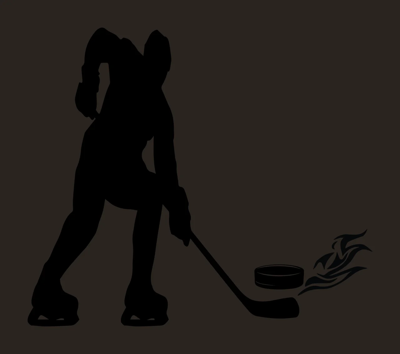 Hockey Player Skating With Stick And Puck contrast preview thumbnail