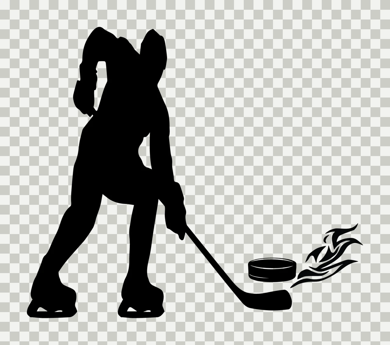 Hockey Player Skating With Stick And Puck transparency and detail preview thumbnail