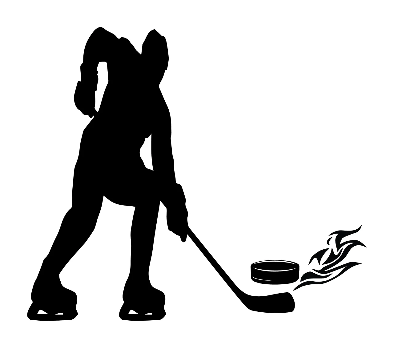 Hockey Player Skating With Stick And Puck