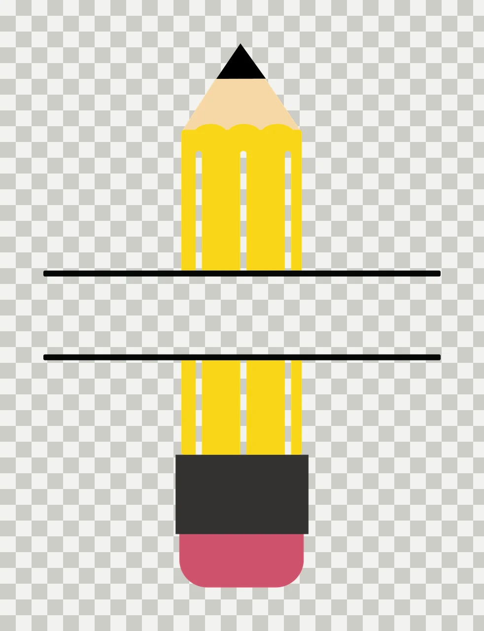 Pencil Separation With Horizontal Lines And Stationary transparency and detail preview thumbnail
