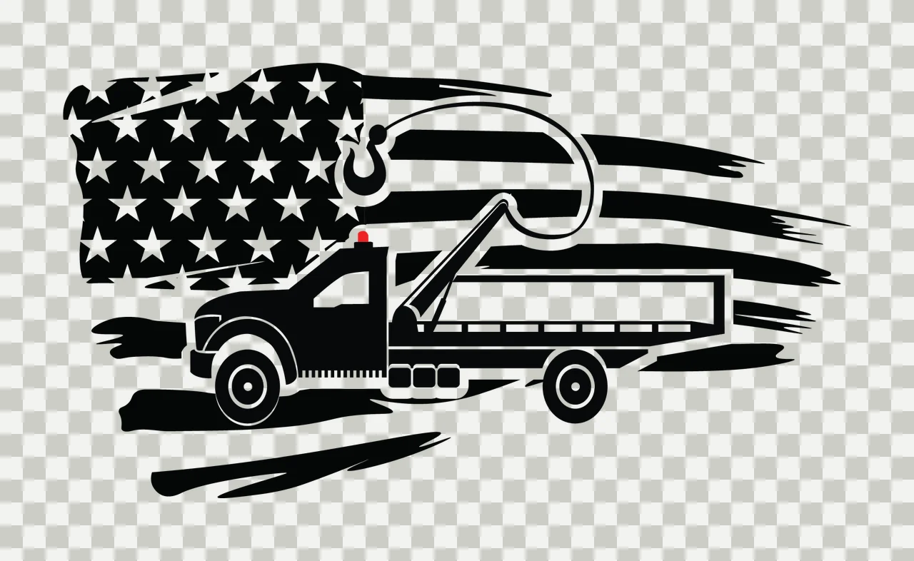 Can Glass Wrap Tow Truck Parked With Hook transparency and detail preview thumbnail
