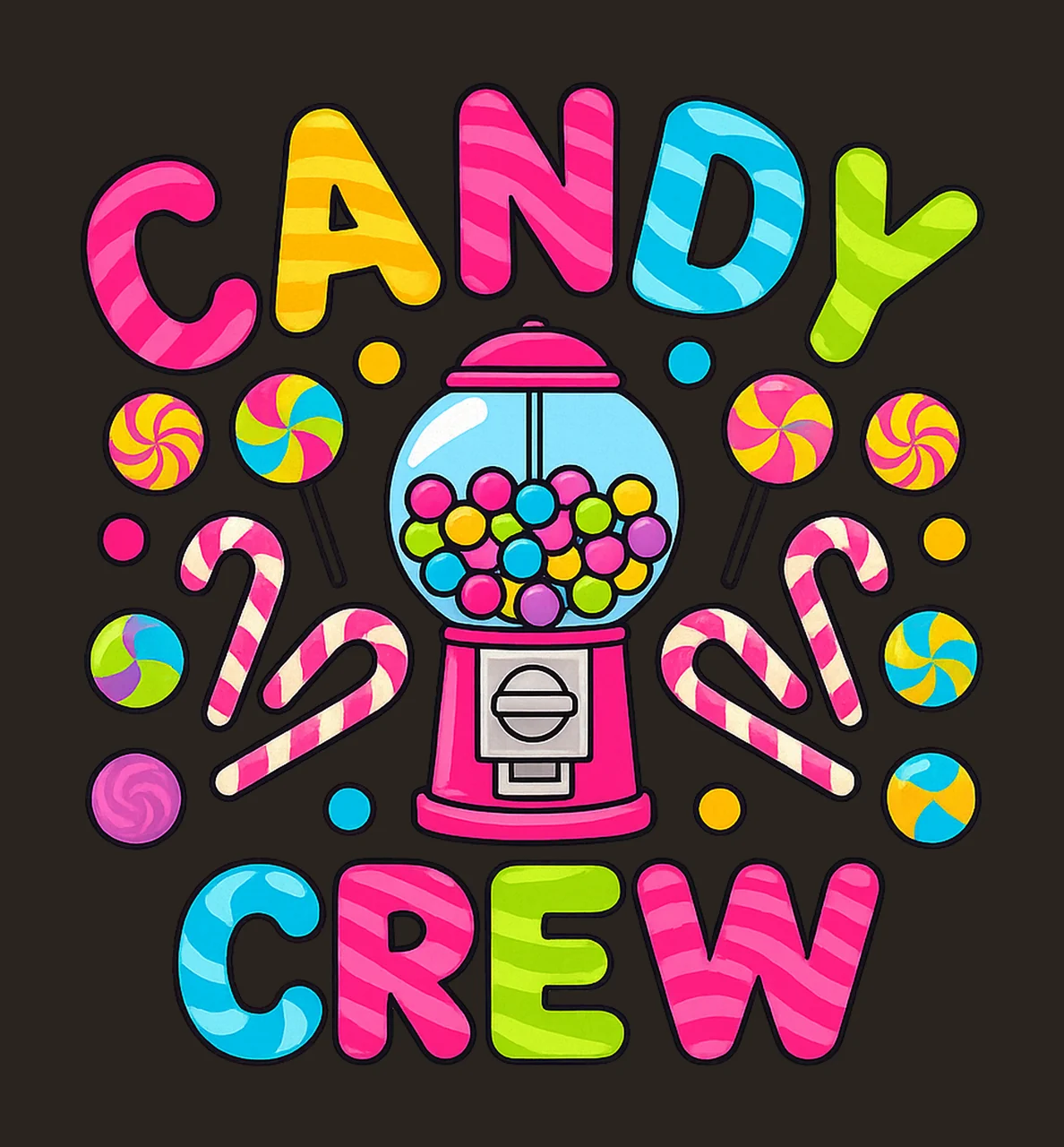Candy Gumball Machine Filled With Lollipops canes lettering contrast preview thumbnail
