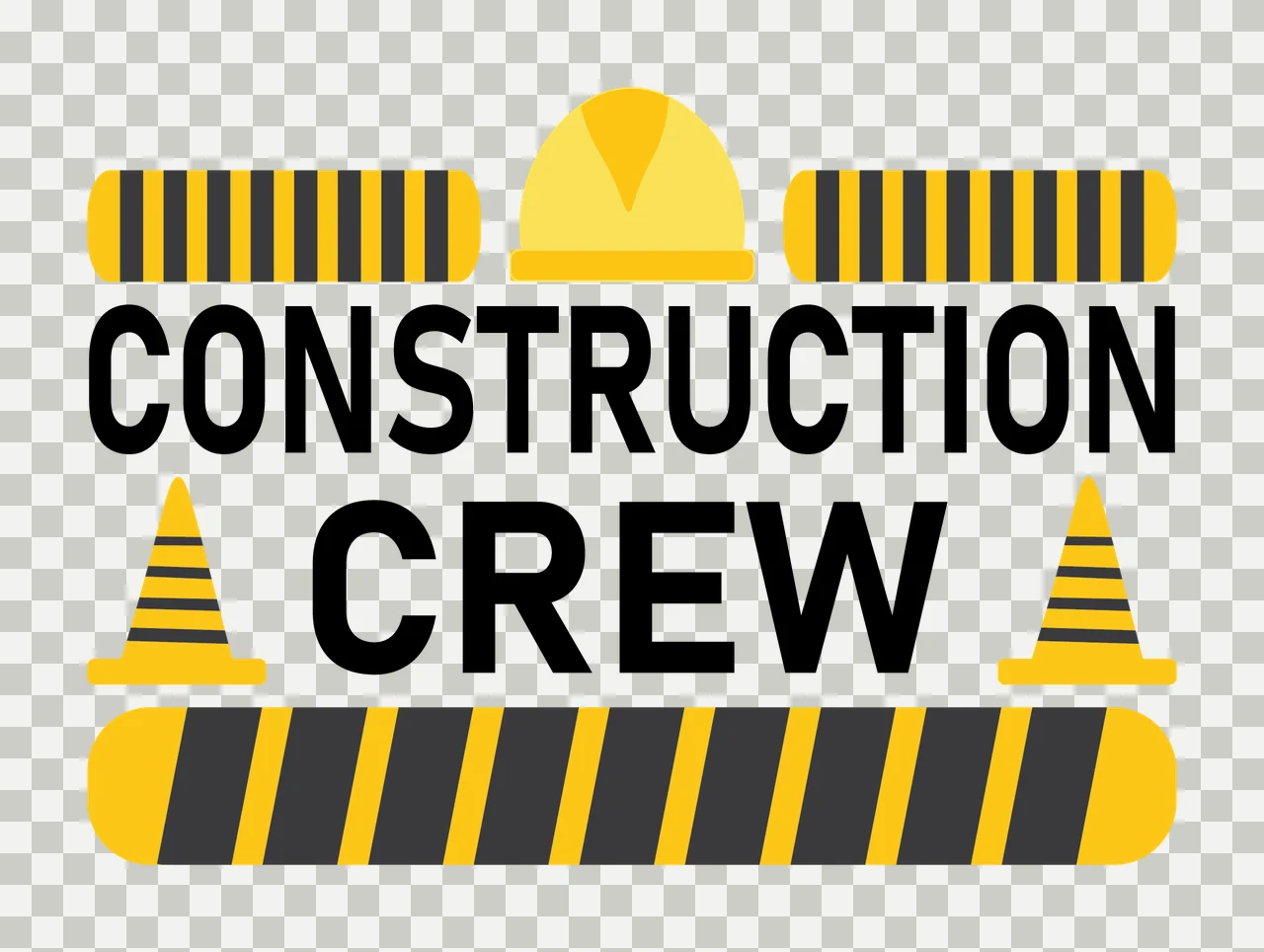 Construction Crew Text With Safety Gear hard hat traffic cones transparency and detail preview thumbnail