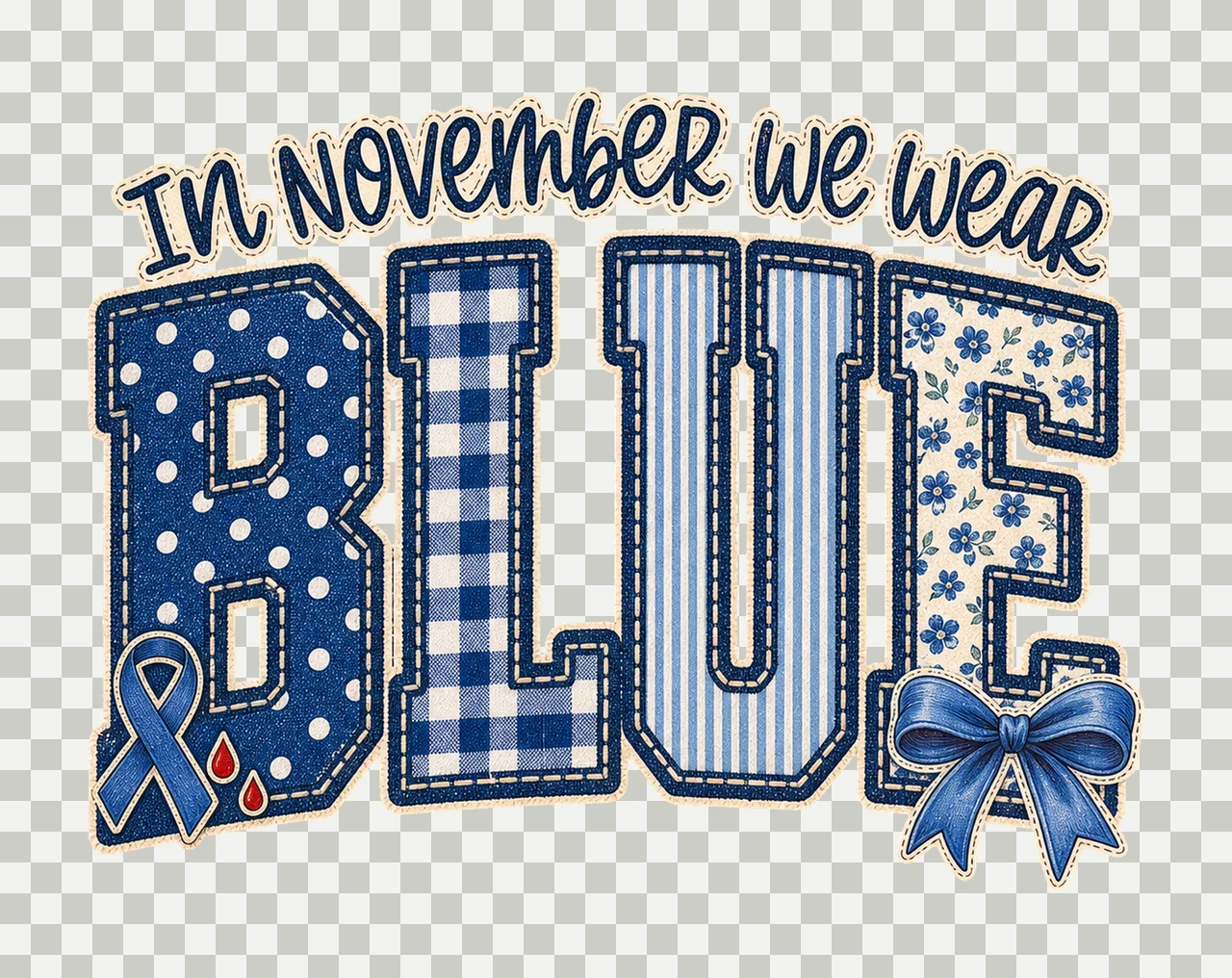 In November We Wear Blue Diabetes Awareness Variation A transparency and detail preview thumbnail