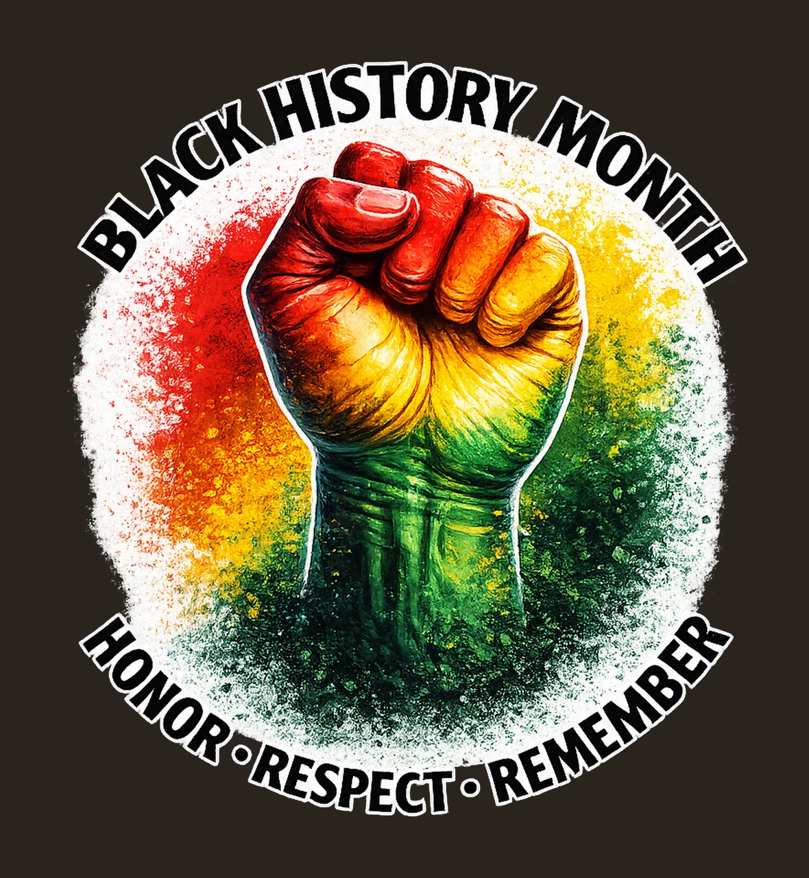Black History Month Raised Fist Design Pan African Colors contrast preview thumbnail