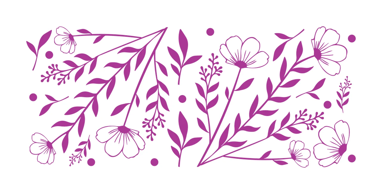 Can Glass Wrap Floral Pattern With Leaves Flowers dots Line art