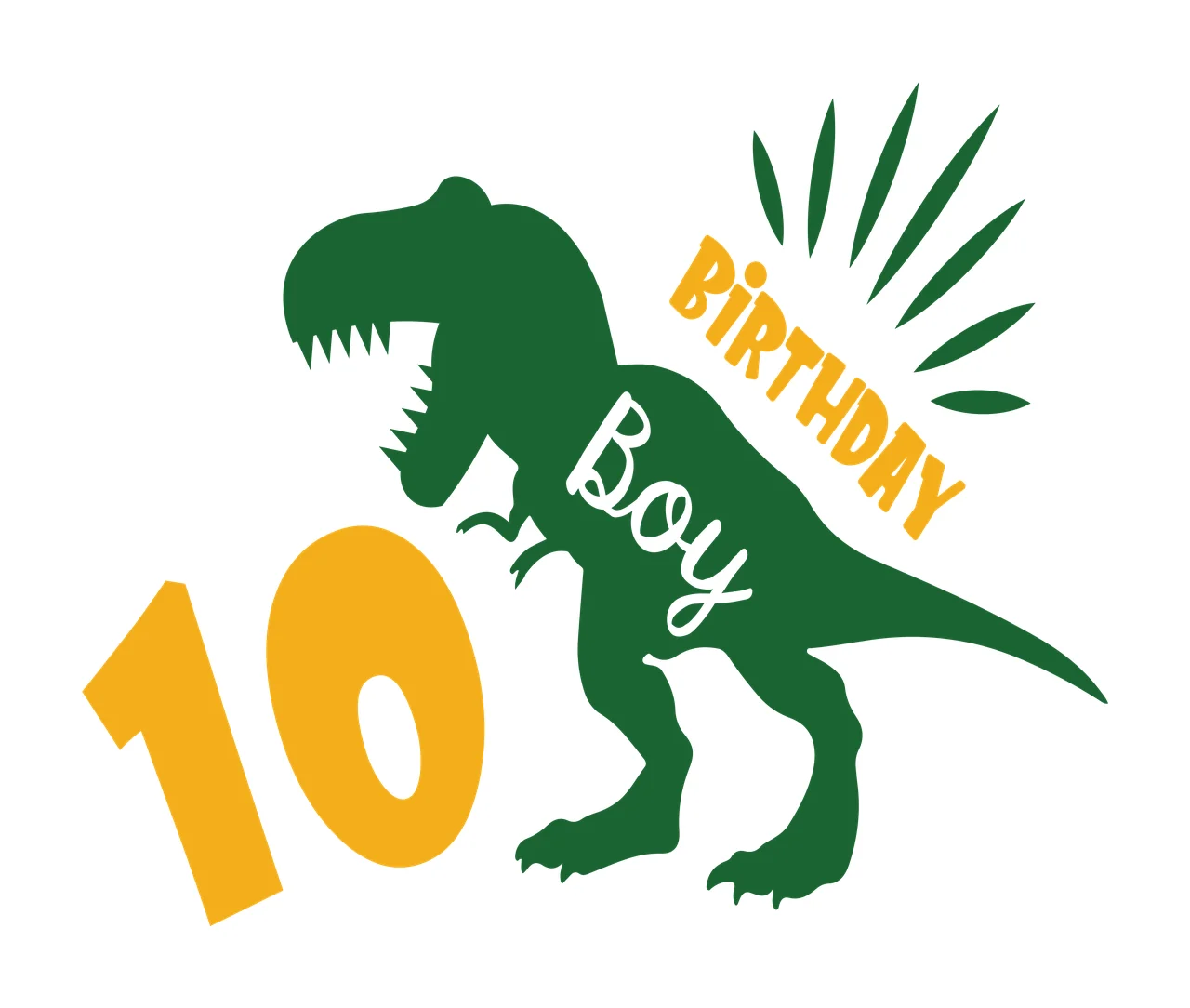 Birthday Dinosaur Silhouette Graphic number rays black 1 12
