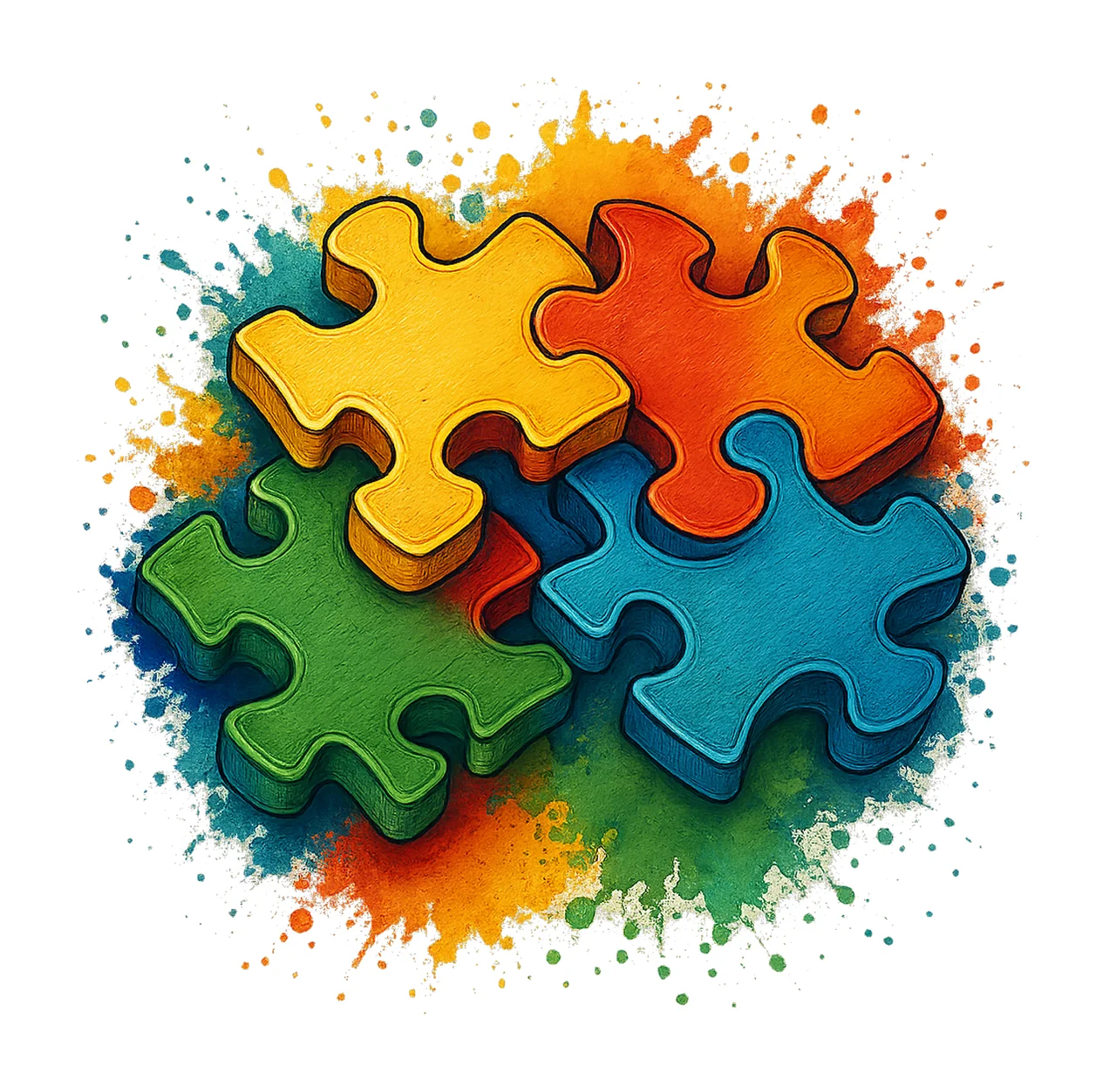 Autism Puzzle Piece Awareness Sublimation Design Hand Drawn