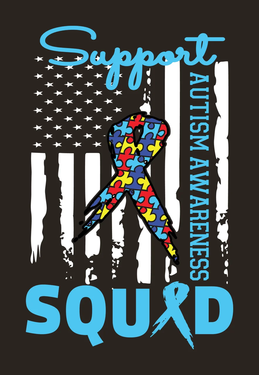 Autism Flag Support Autism Awareness Squad Text Graphic typography contrast preview thumbnail
