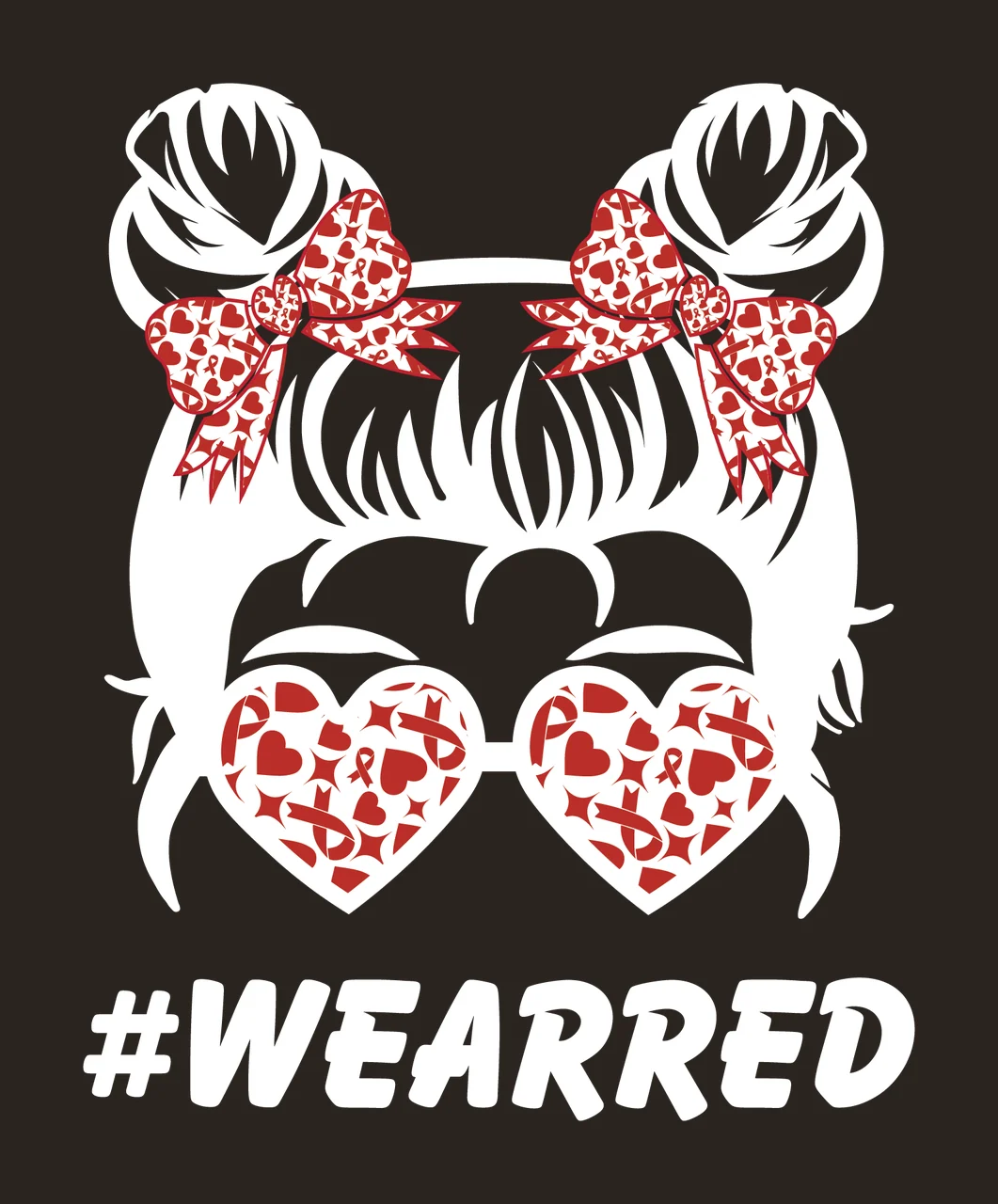 White Wearred Heart Glasses Girl Icon head wearing hair buns contrast preview thumbnail