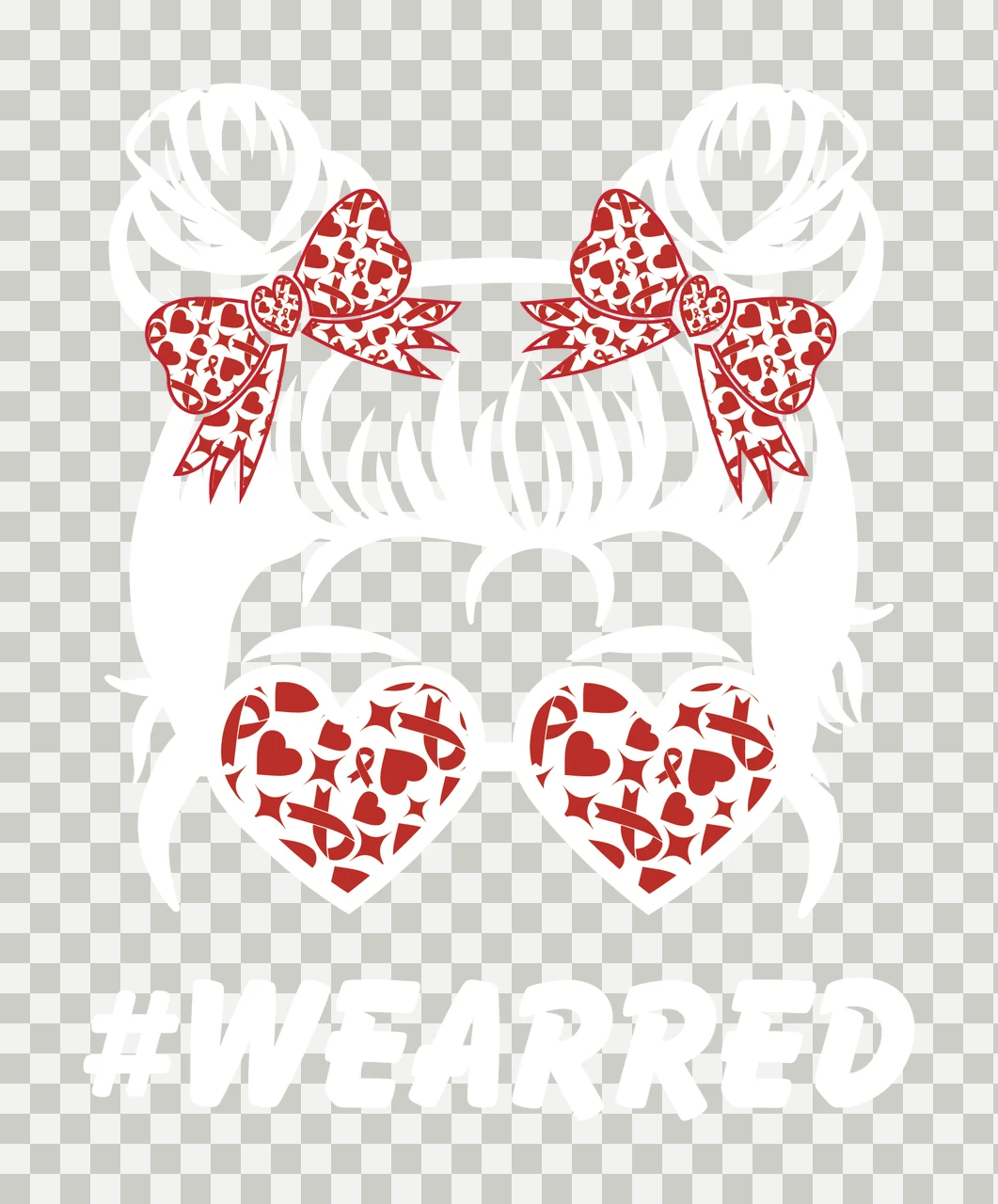 White Wearred Heart Glasses Girl Icon head wearing hair buns transparency and detail preview thumbnail