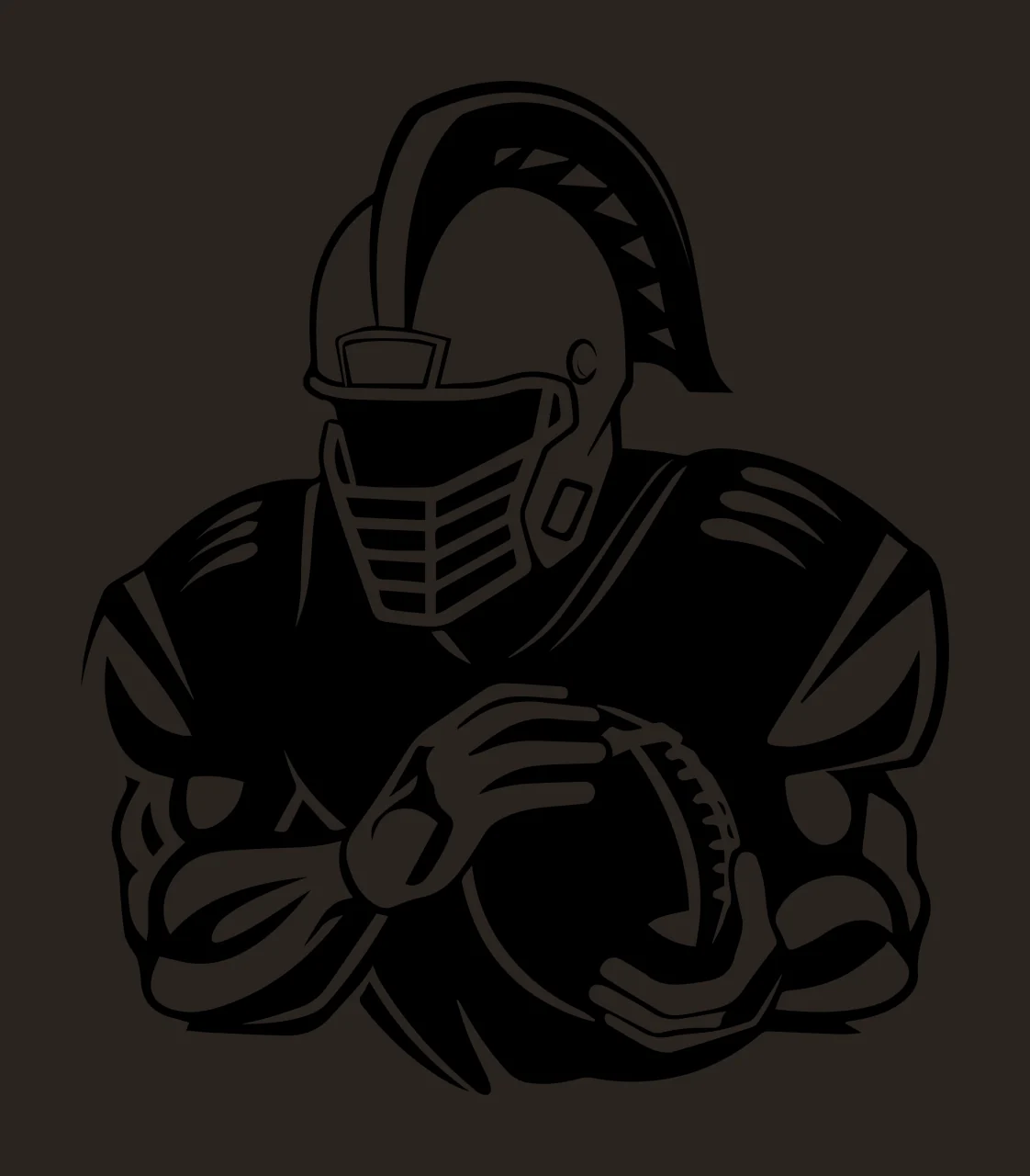 Football Player In Helmet Holding Ball shoulder pads silhouette contrast preview thumbnail