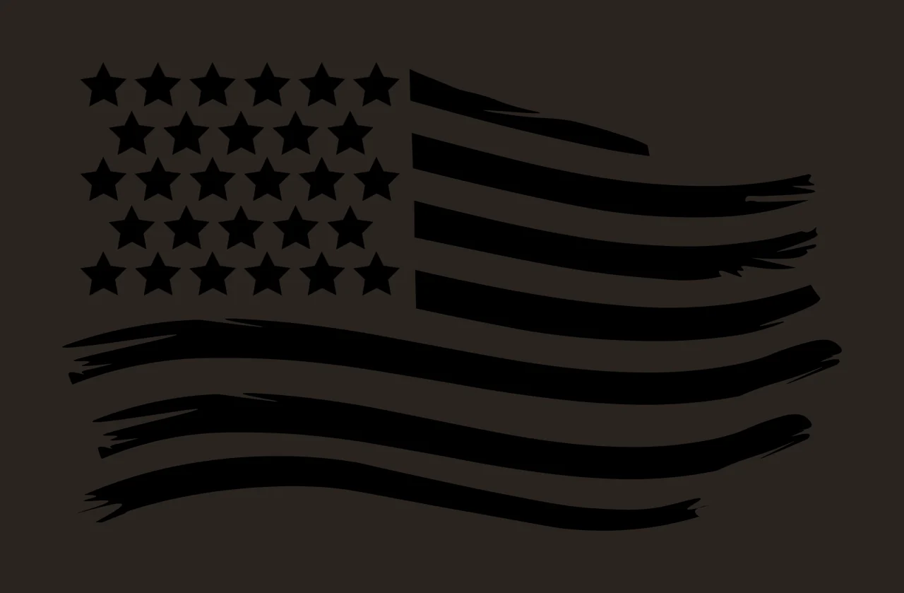 Black Flag Silhouette With Horizontal Motion waving stars stripes contrast preview thumbnail