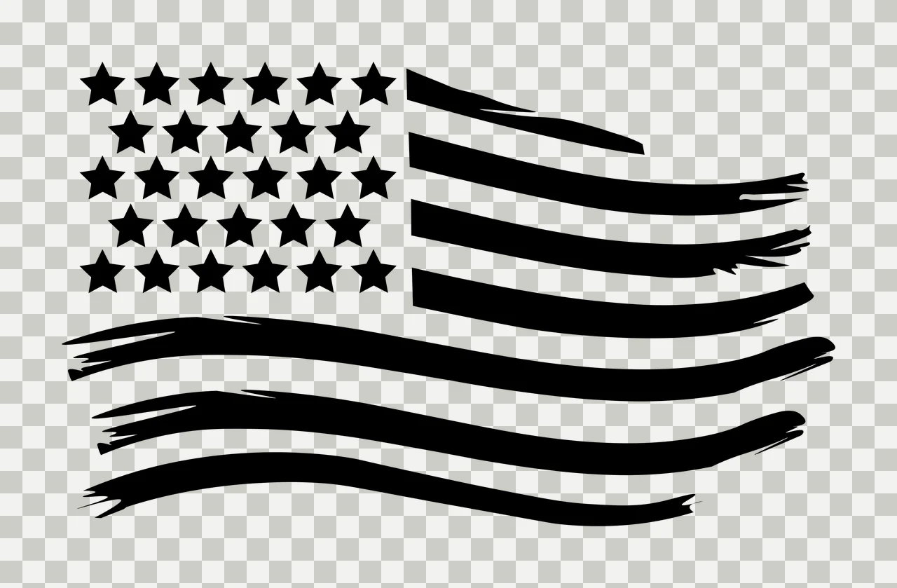 Black Flag Silhouette With Horizontal Motion waving stars stripes transparency and detail preview thumbnail