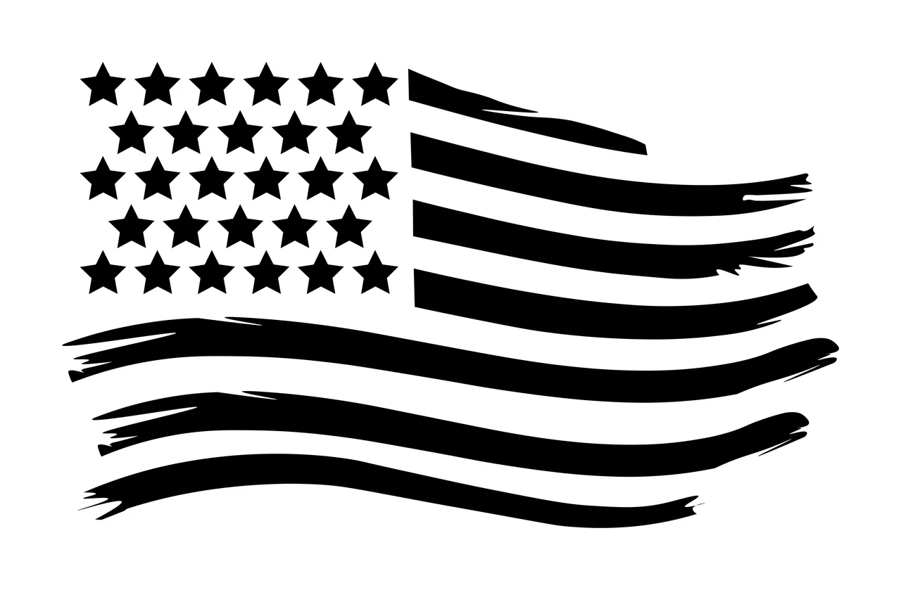 Black Flag Silhouette With Horizontal Motion waving stars stripes