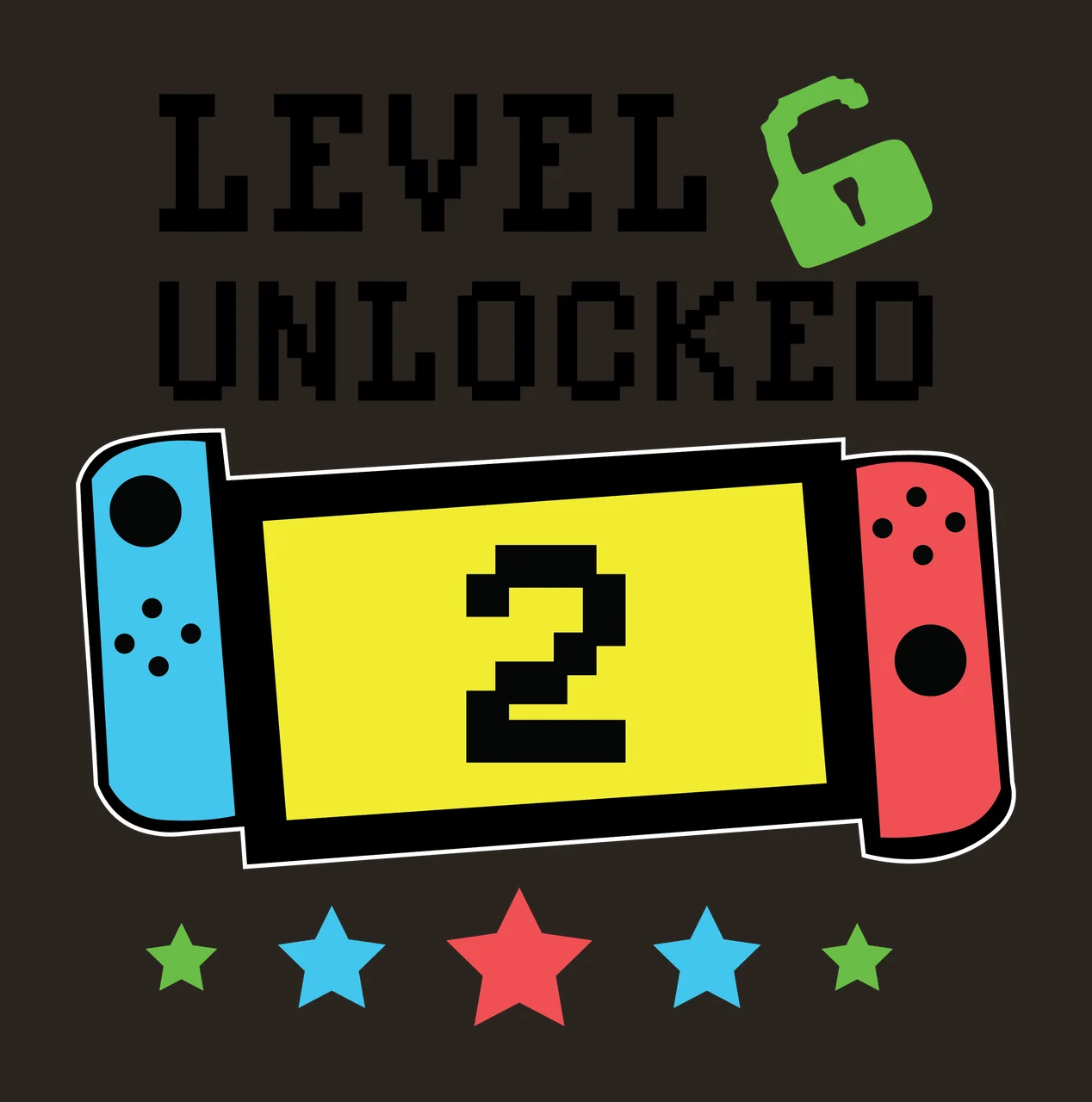 Level Unlocked Text Design With Banner And Five stars padlock contrast preview thumbnail