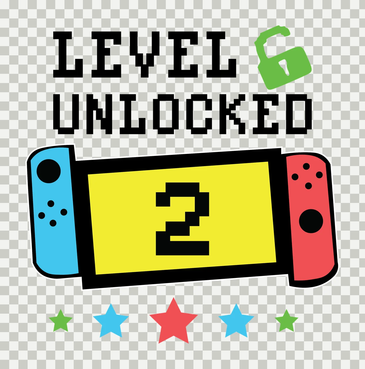 Level Unlocked Text Design With Banner And Five stars padlock transparency and detail preview thumbnail