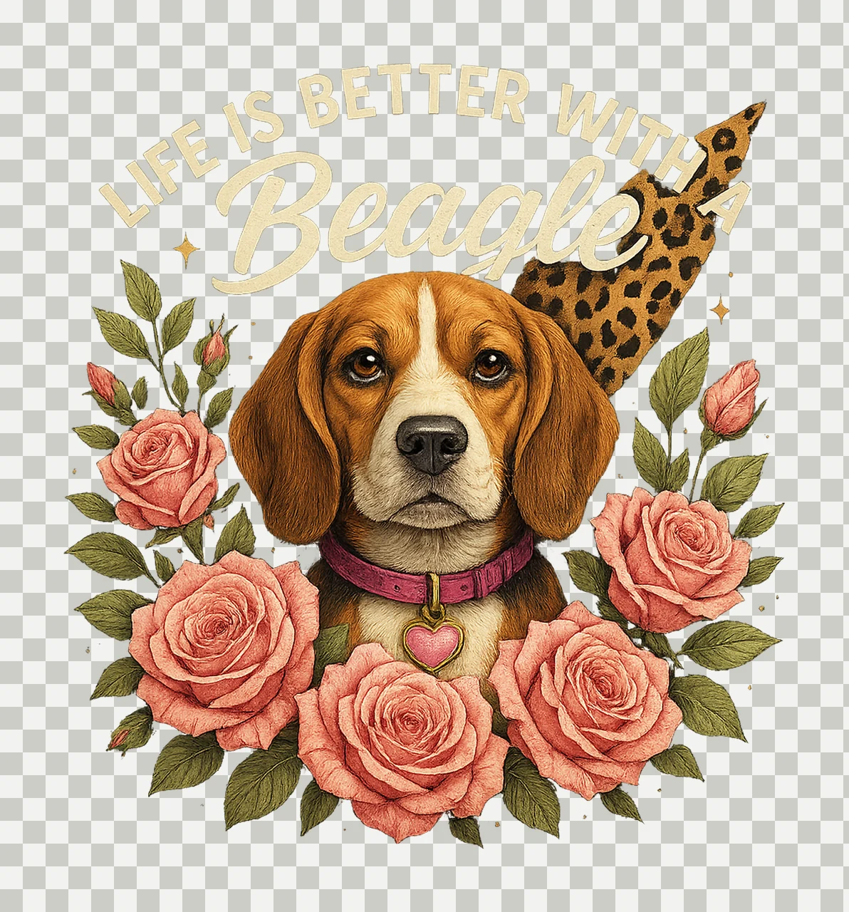 Beagle Artwork Cute Dog Floral Dog Lover Design Dog Mom transparency and detail preview thumbnail