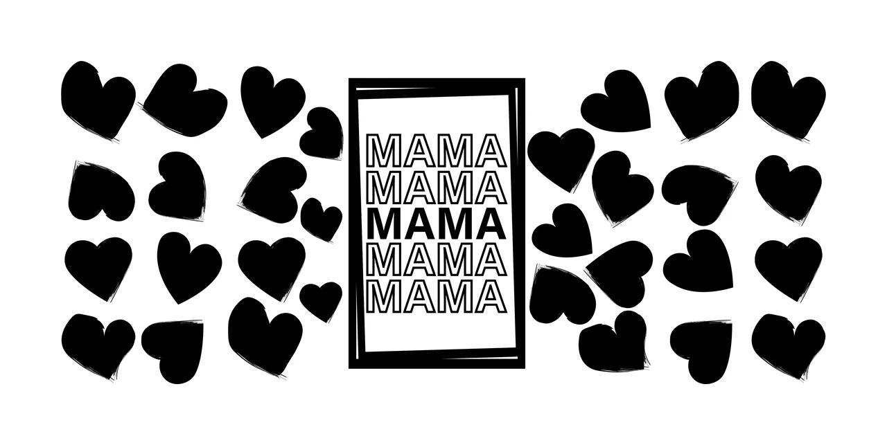 Can Glass Wrap Mama Mama Mama Mama Mama text with hearts decorating