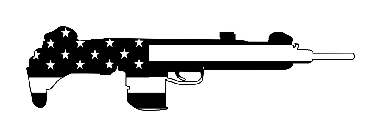 Rifle With Star Pattern Silhouette displaying stars black white