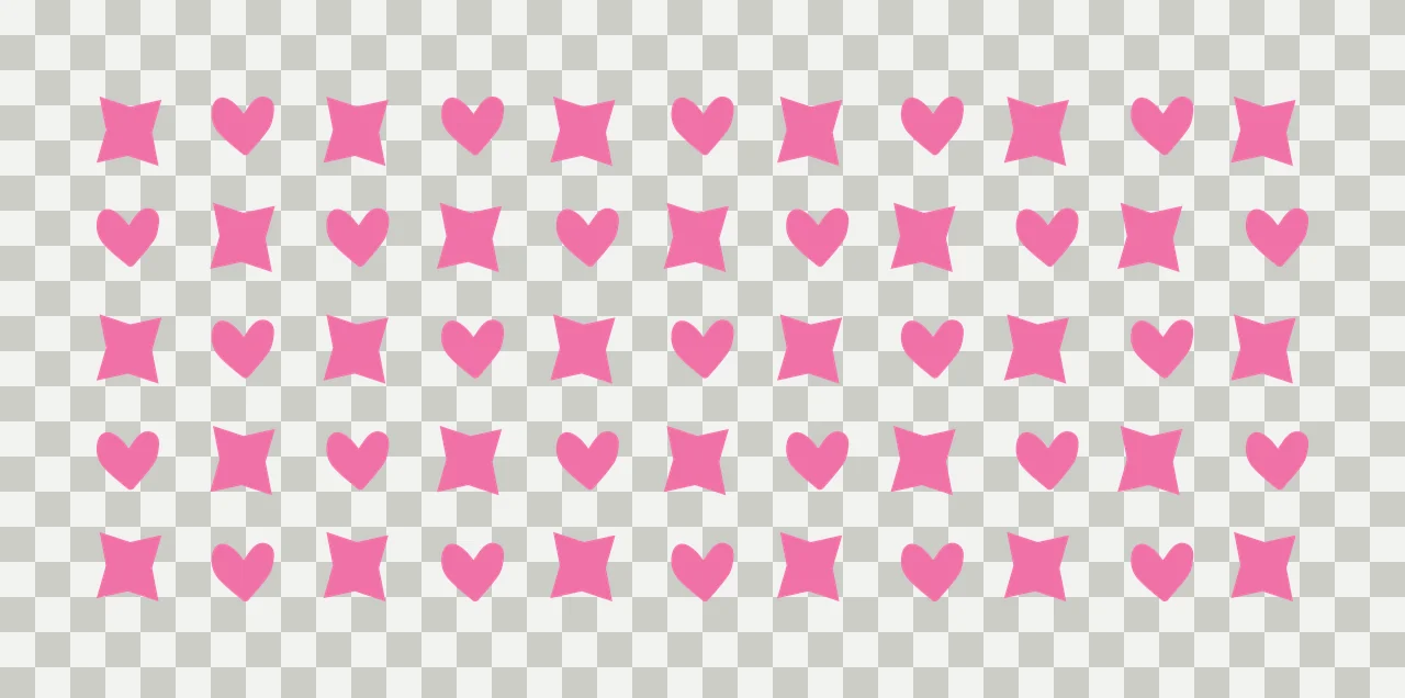 Can Glass Wrap Pattern Of Alternating Heart shapes square repeating transparency and detail preview thumbnail