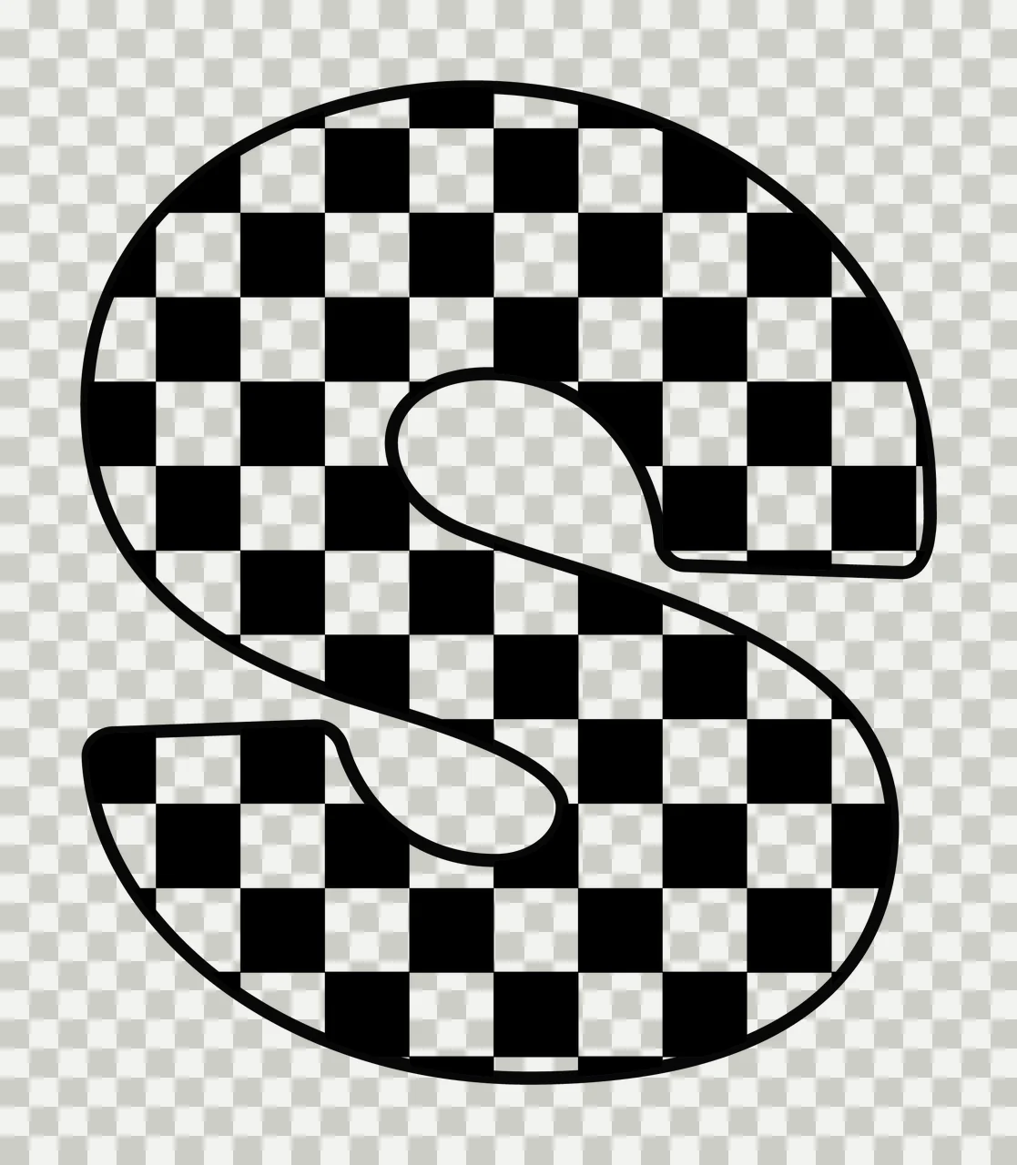 Can Glass Wrap Checkerboard Pattern Letter S Silhouette transparency and detail preview thumbnail