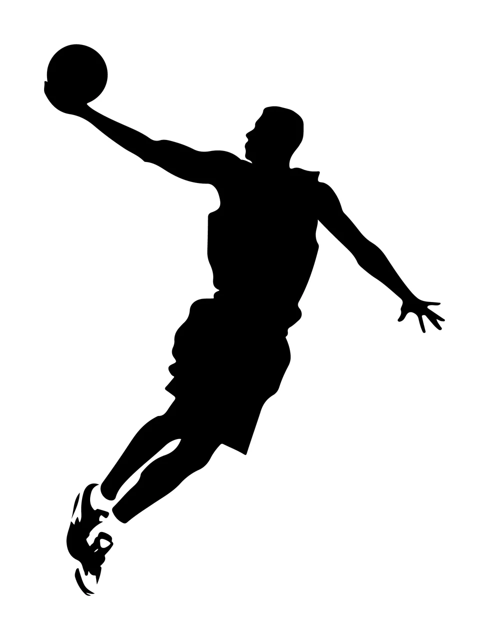 Player Basketball Jumping Black Silhouette ball white sports