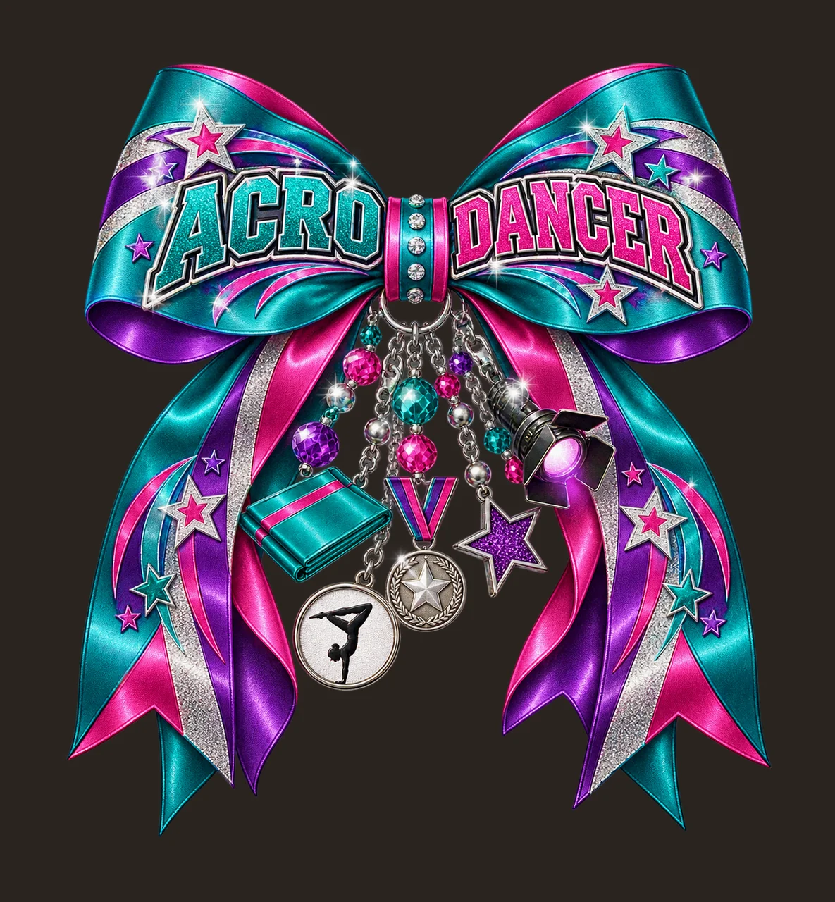 Acro Dancer Bow Charm PNG, Coquette Ribbon Sublimation, Transparent Digital Download contrast preview thumbnail