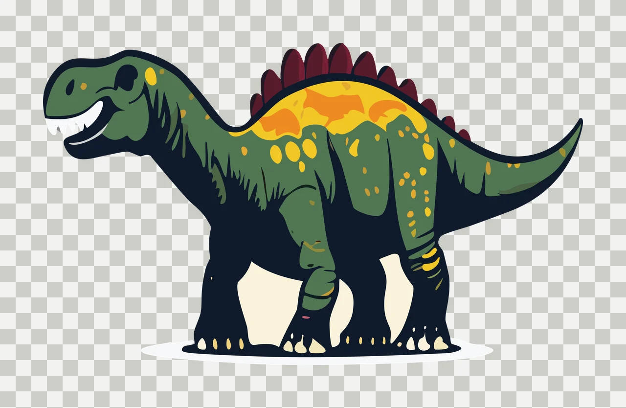 Dinosaur Spiny Silhouette In Profile View stand flat black transparency and detail preview thumbnail