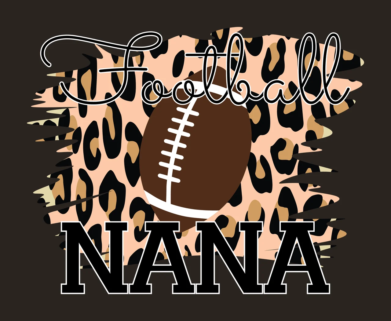Nana Text Over Leopard Print Brushstroke lettering and silhouette contrast preview thumbnail