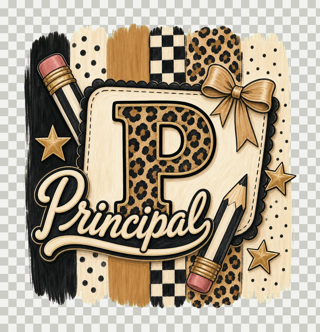 Preppy Teacher Monogram Cute Coquette School Variation A transparency and detail preview thumbnail