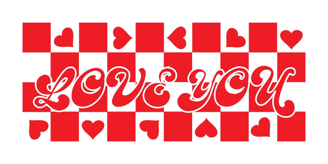 Can Glass Wrap Love You Checkerboard Heart Pattern hearts retro