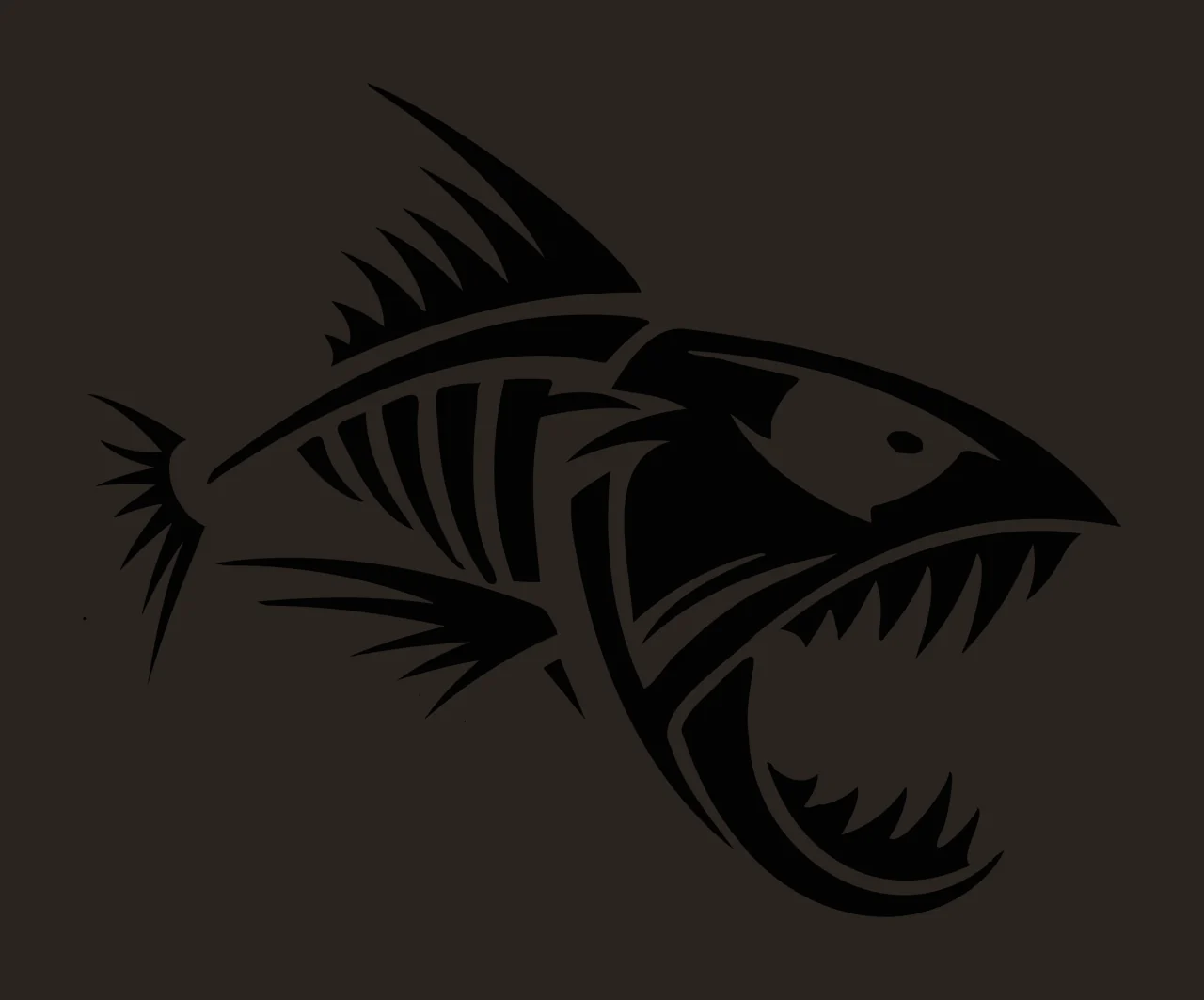 Aggressive Predatory Fish Silhouette With Sharp Teeth biting contrast preview thumbnail
