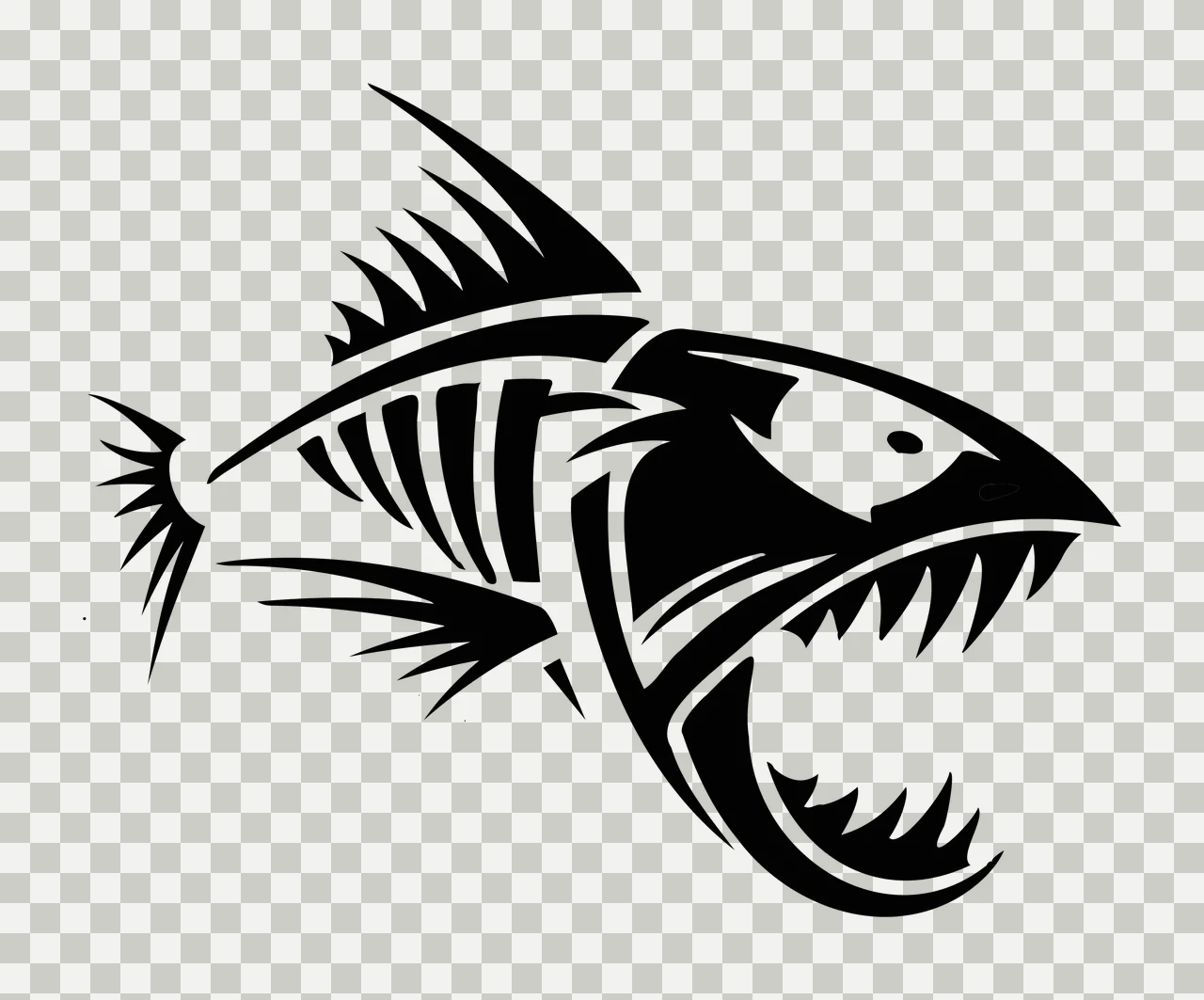 Aggressive Predatory Fish Silhouette With Sharp Teeth biting transparency and detail preview thumbnail