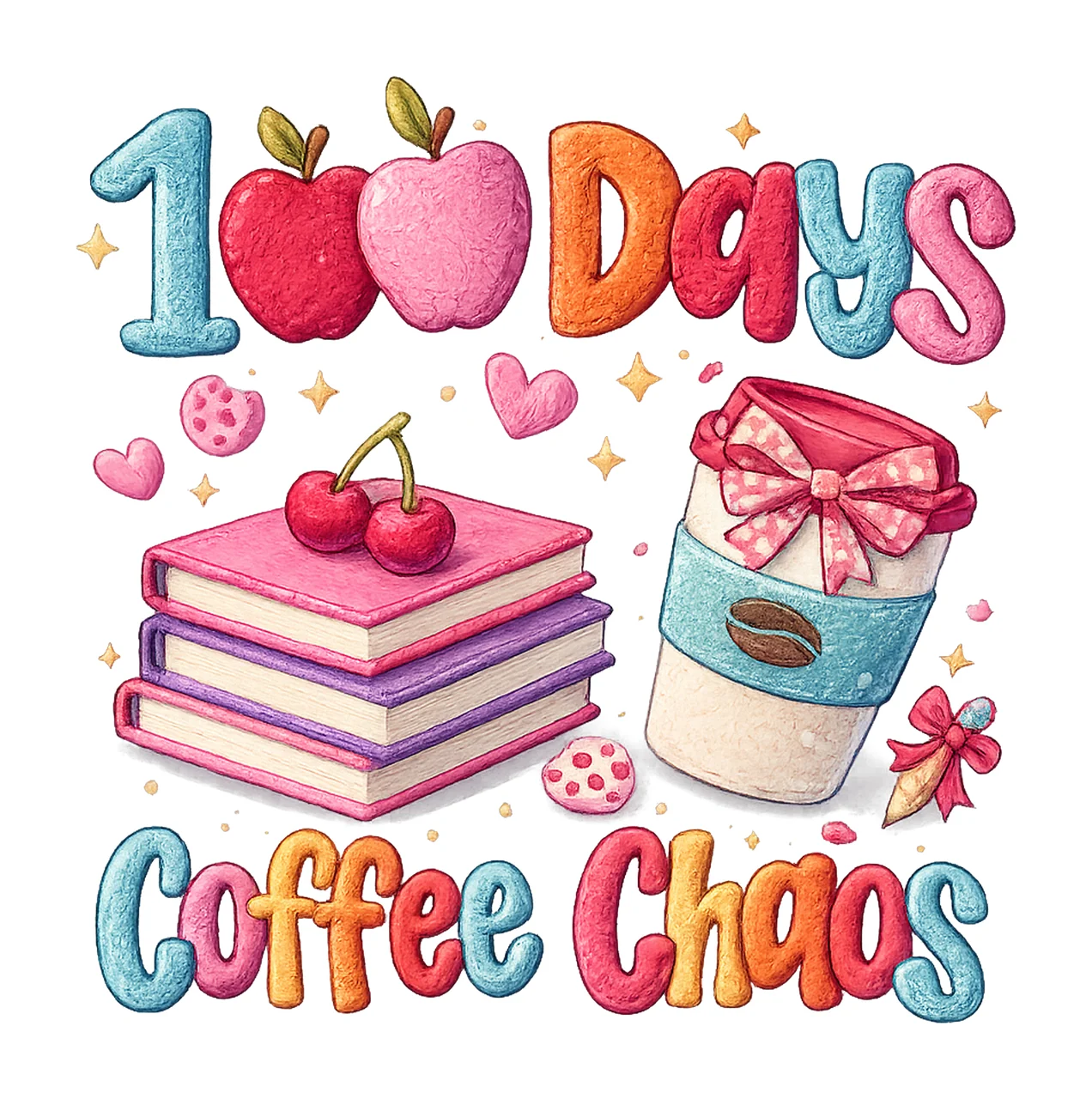 100 Days Coffee 100 Days of School Design Embroidery Style