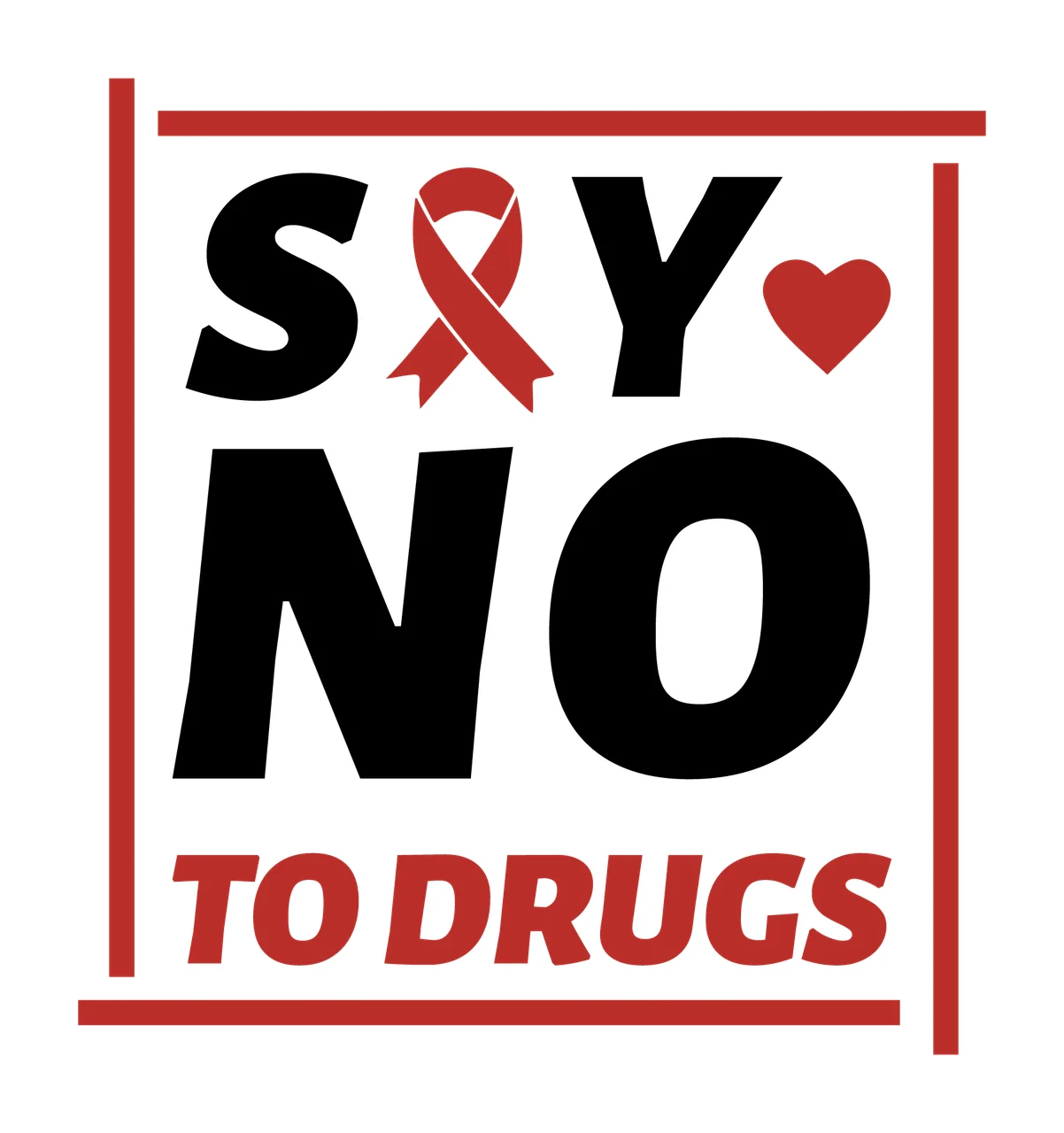 Ribbon Say No To Drugs Square Framed Graphic text displaying