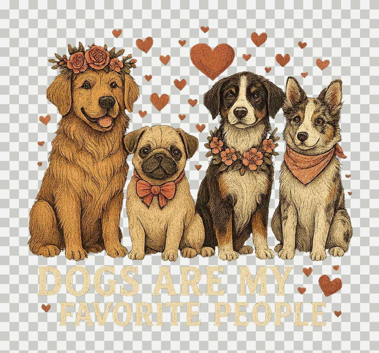 Dogs Are My Favorite People Dog Mom Gift Valentine transparency and detail preview thumbnail