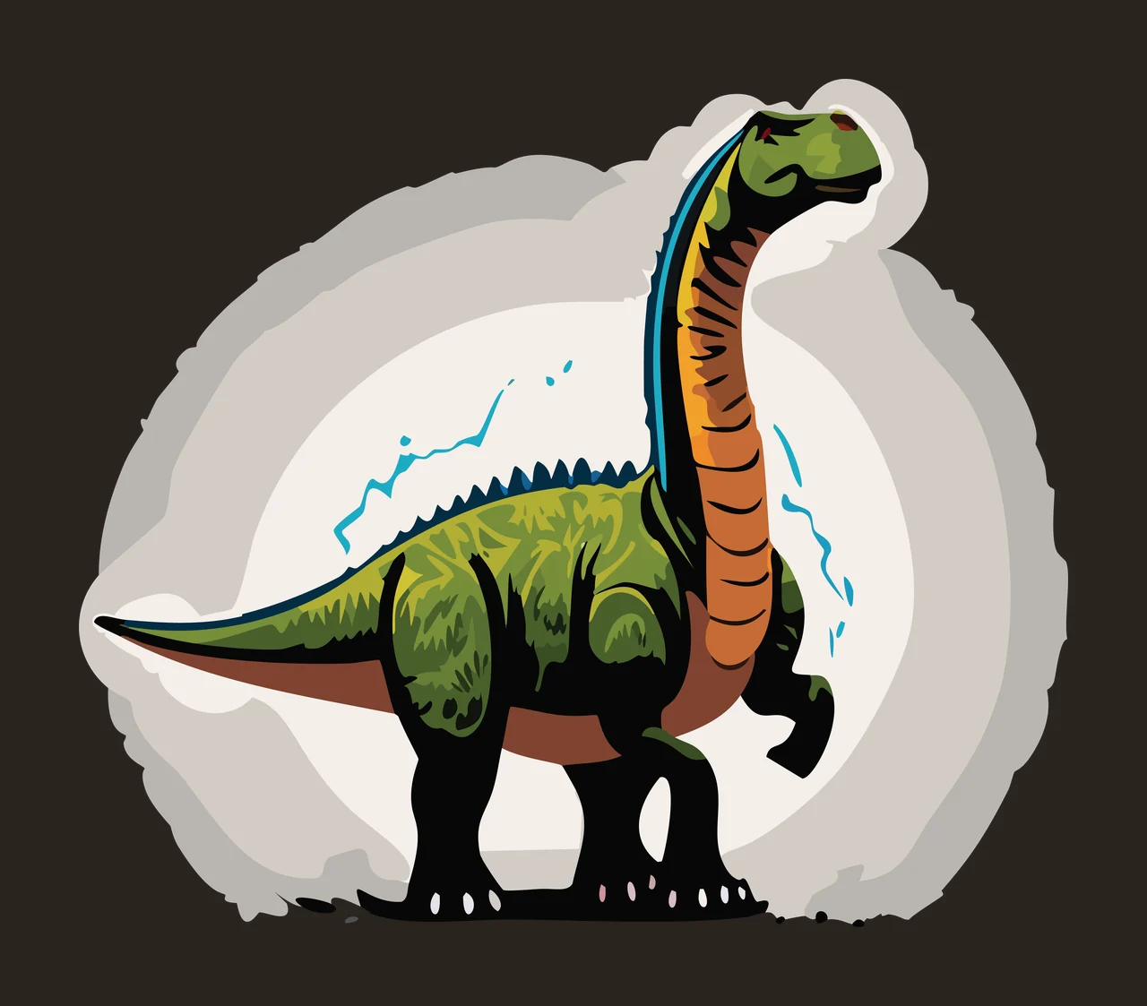 Dinosaur Silhouette In Circular Frame standing trees circle contrast preview thumbnail