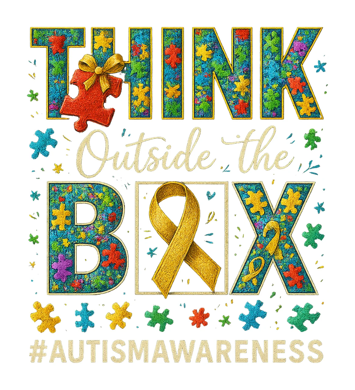 Color Outside the Lines Autism Awareness Puzzle Piece Design