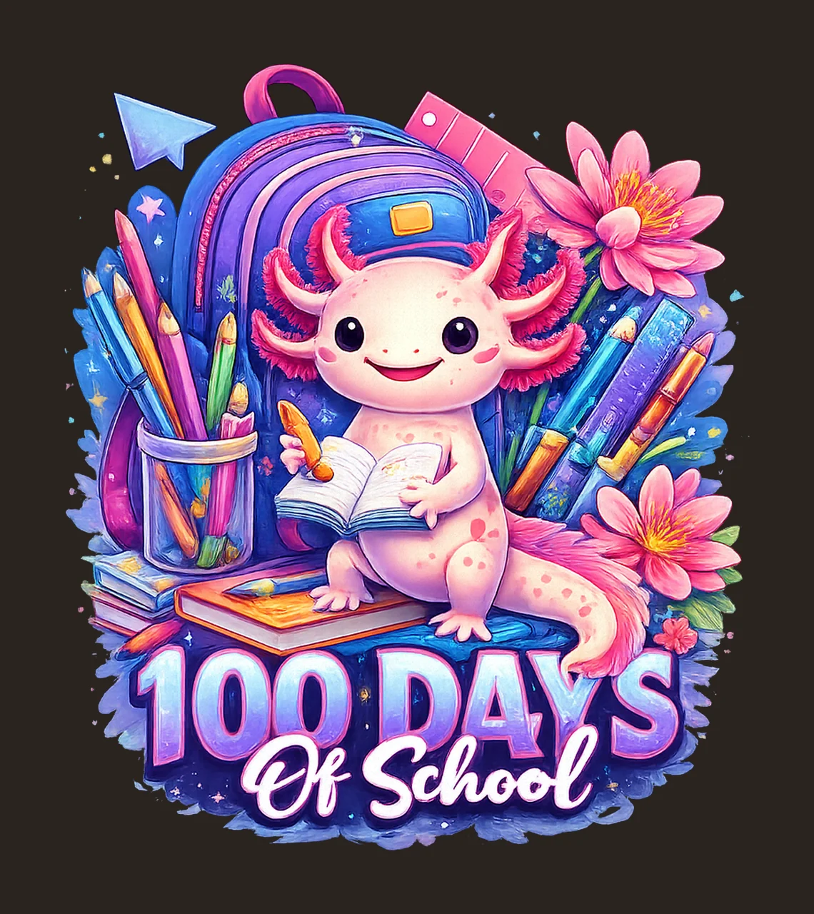 Happy 100 Days Of School Designs Cartoon Character Digital contrast preview thumbnail