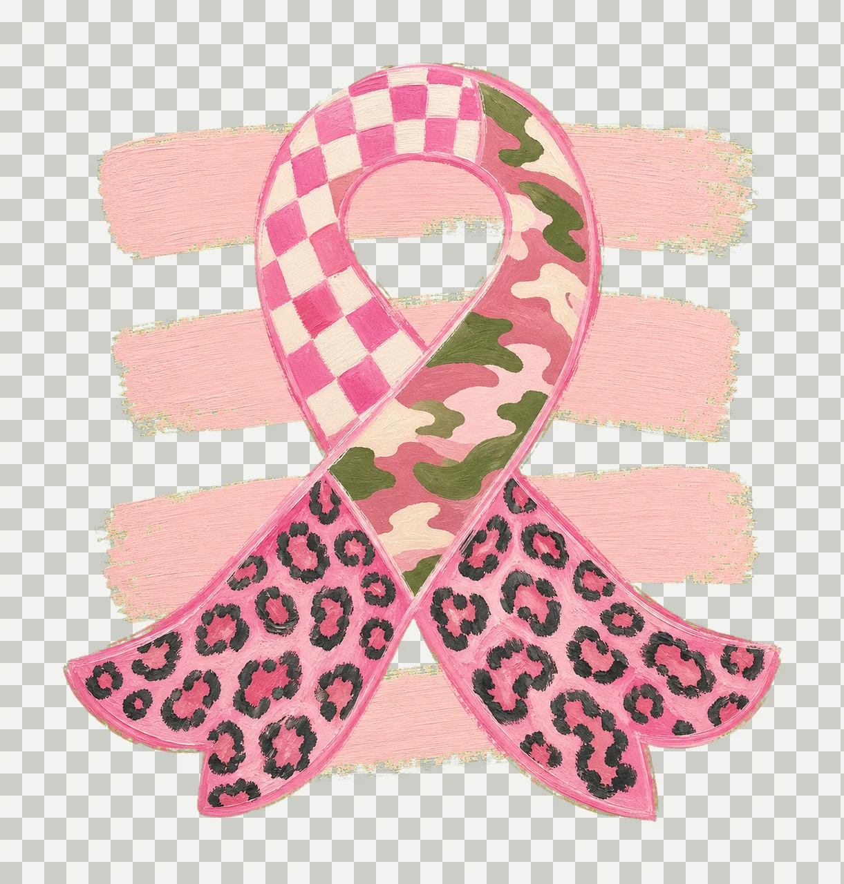Triple Pattern Pink Awareness Ribbon bundle 01 transparency and detail preview thumbnail