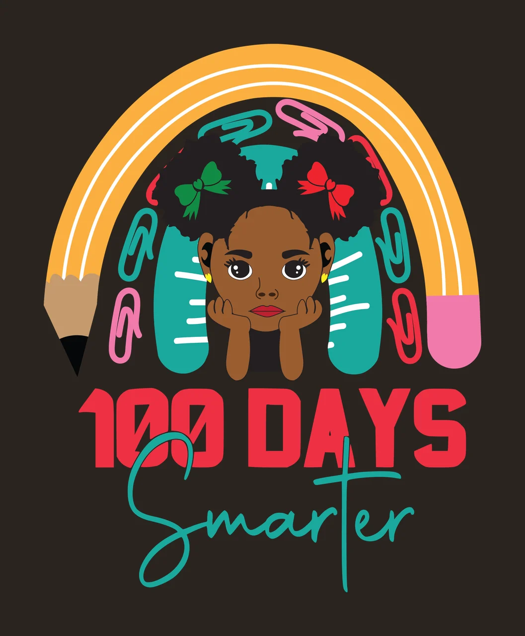 Black 100 Days Smarter Rainbow Arch Graphic Text and shape contrast preview thumbnail