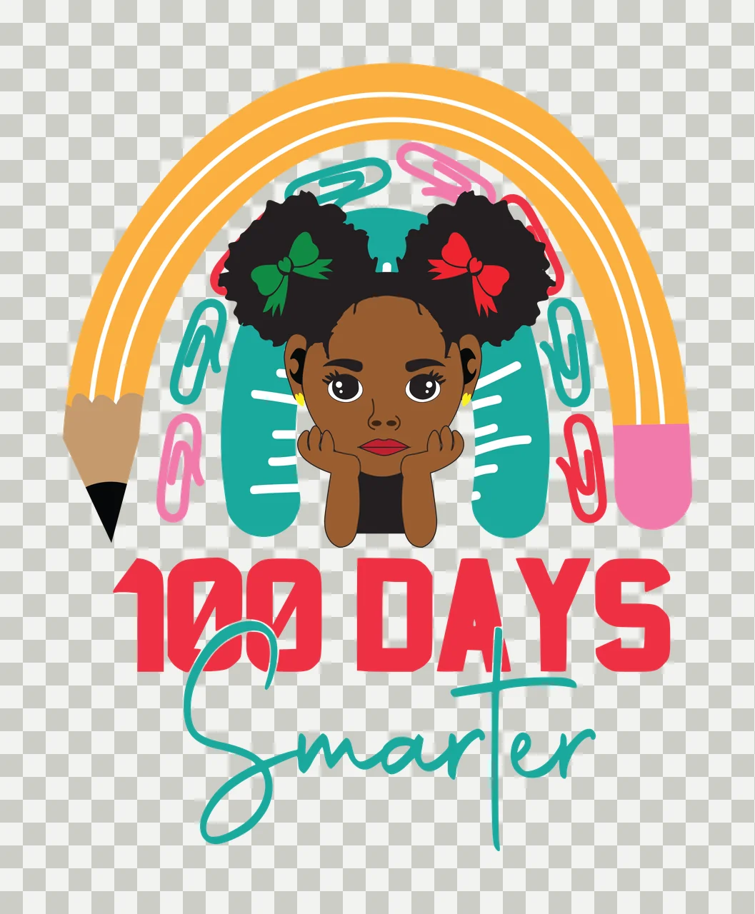 Black 100 Days Smarter Rainbow Arch Graphic Text and shape transparency and detail preview thumbnail