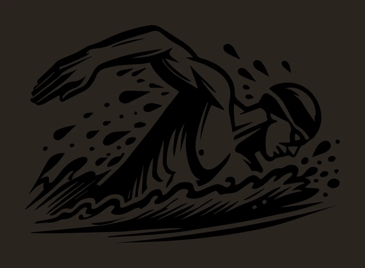 Swimming Swimmer In Motion Black Silhouette Person water goggles contrast preview thumbnail