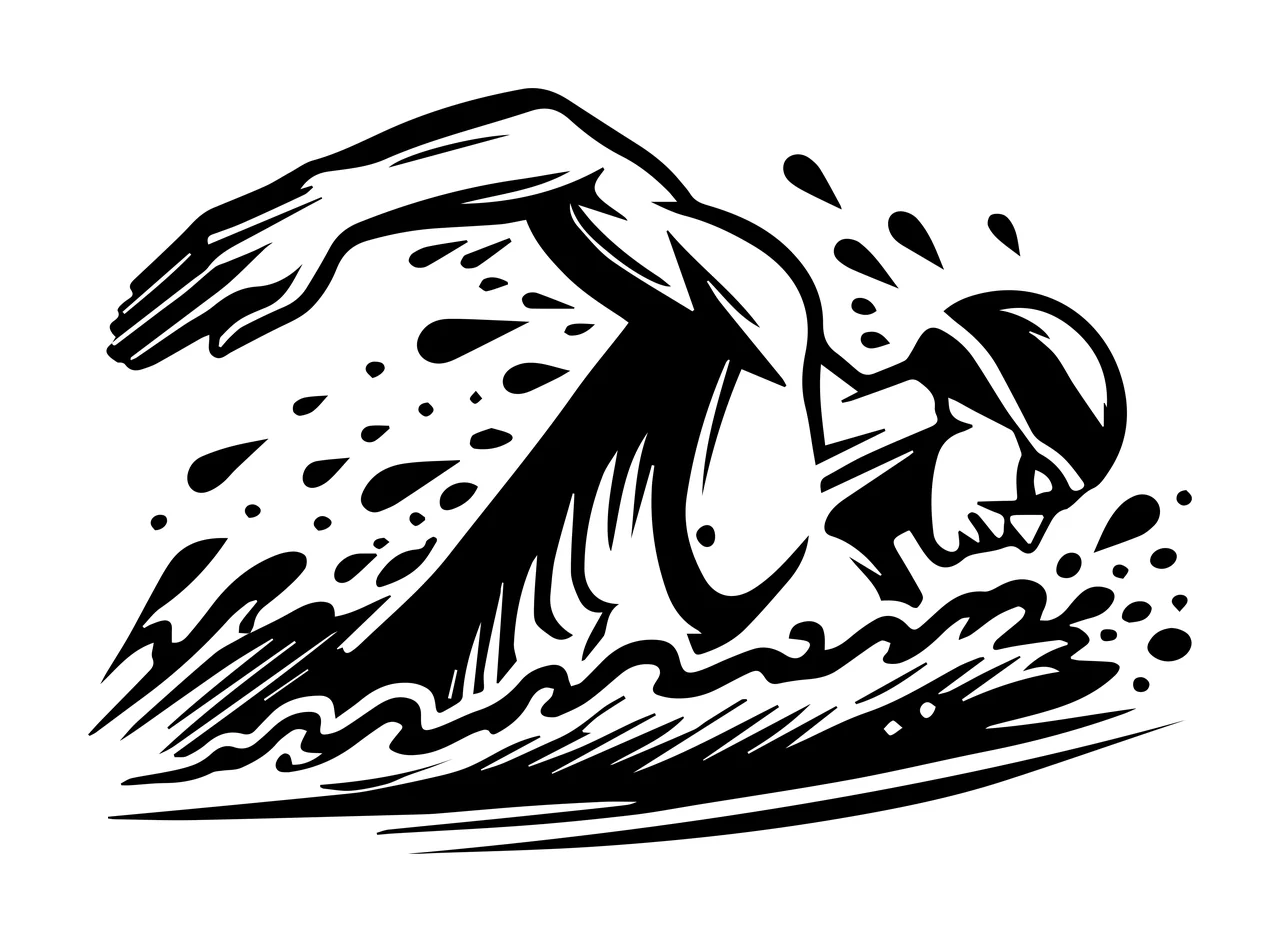 Swimming Swimmer In Motion Black Silhouette Person water goggles
