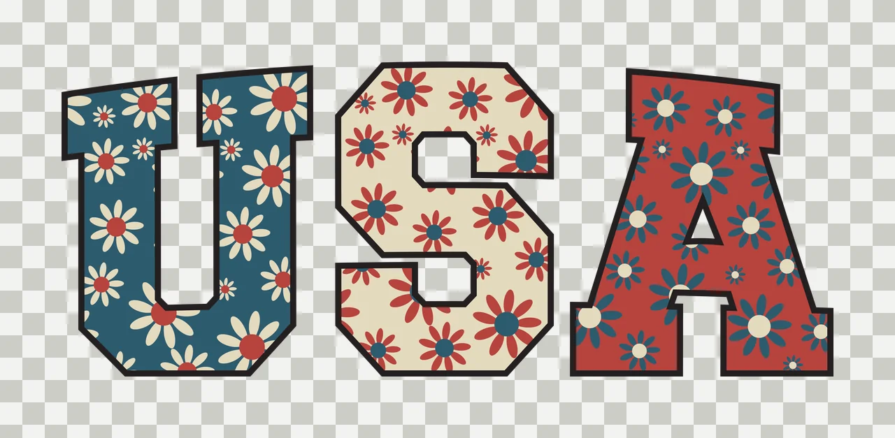 Usa Flower Letters With Pattern Fill flowers black typography transparency and detail preview thumbnail